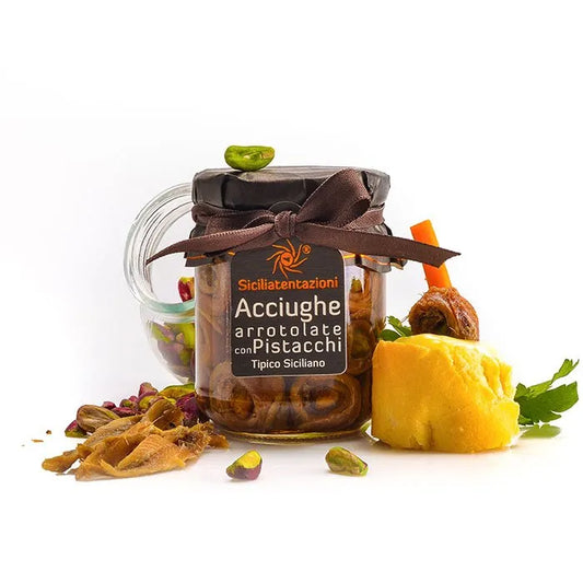 Acciughe arrotolate con pistacchi