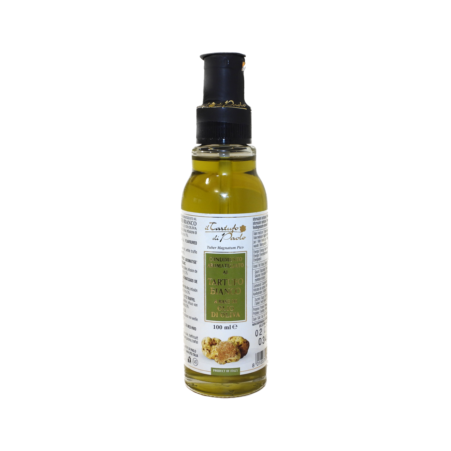 Condimento Aromatizzato a base di Olio d'oliva al tartufo bianco con fette di tartufo essiccato