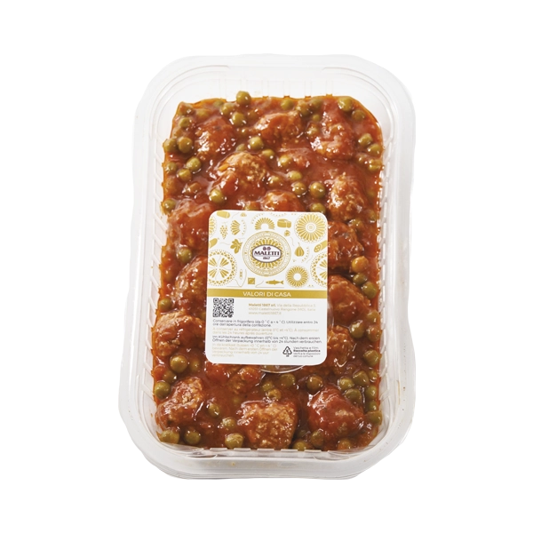 Polpette in sugo con piselli